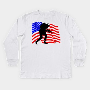 Support - US Soldier America Kids Long Sleeve T-Shirt